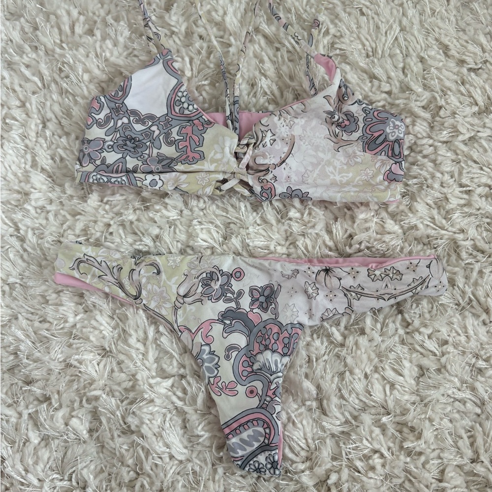 San Lorenzo Pink and Cream Bikini Set
